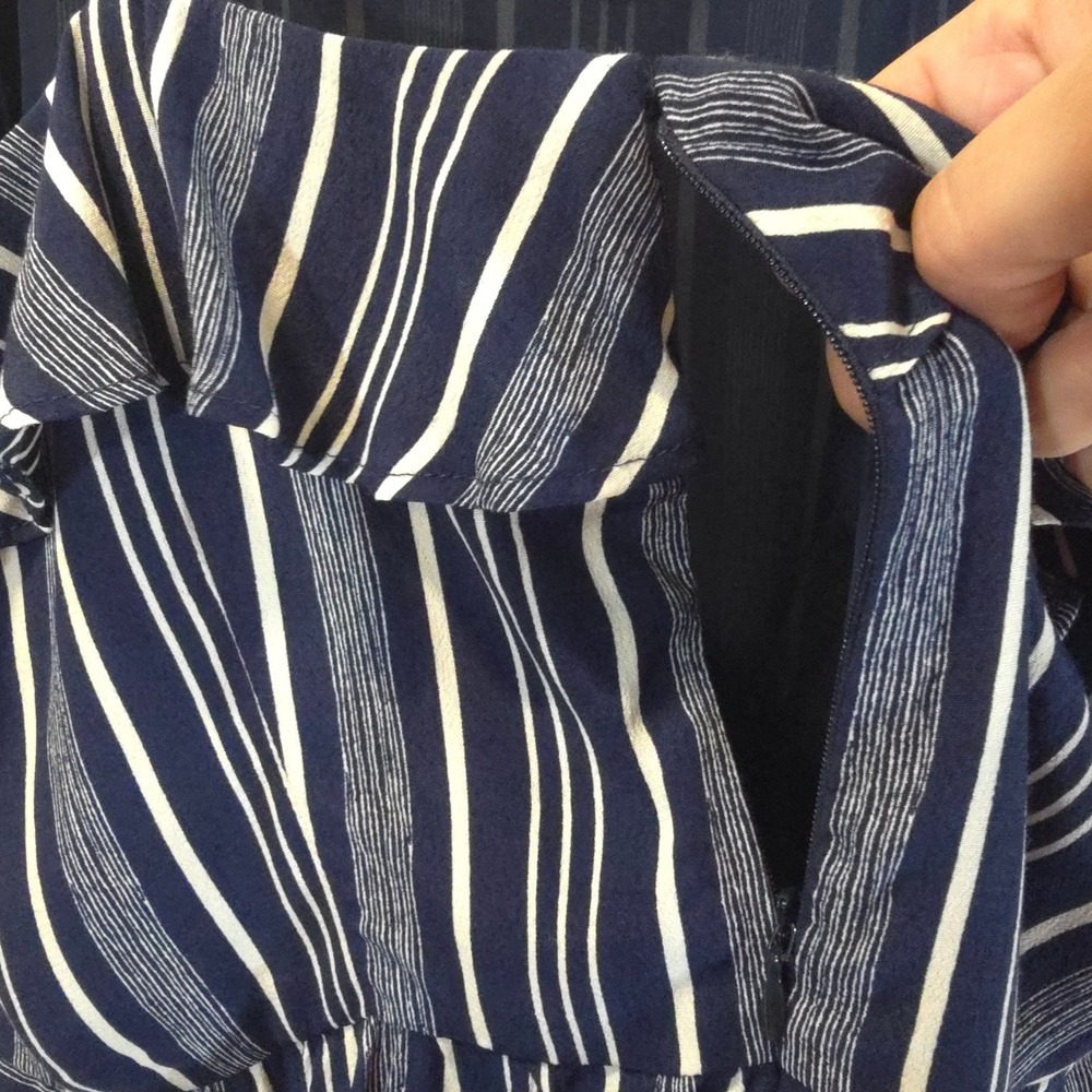 LOFT Navy and White Striped Spaghetti Strap Romper - Picture 8 of 10